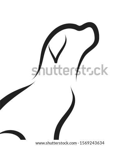Vector illustration of dog on white background. Symbol of animal, pet, puppy, vet, veterinary.