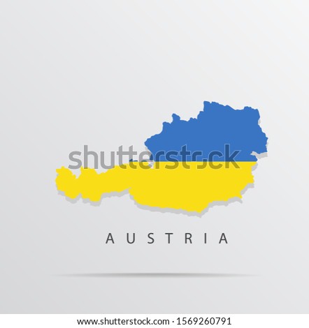 Vector map of Austria combined with Ukraine flag.
