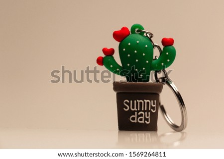 Toy cactus keychain. still life photo