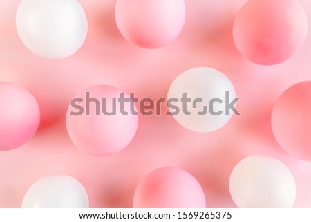 Balloons on pink background. Valentines day, Birthday, holiday concept. Flat lay, top view
