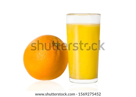 Orange juice and Orange fruit isolated on white background