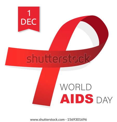 World Aids Day concept. Red ribbon on a white background. Vector isolated