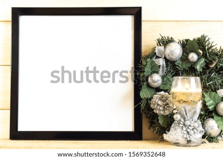 Christmas mock-up for the picture against the background of boards