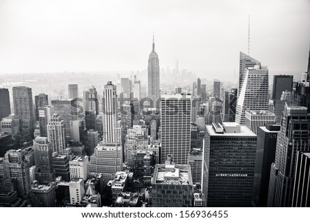 New York city in black and white. Aerial view Royalty-Free Stock Photo #156936455