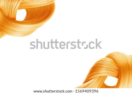 Blond hair tied in knot on white background, isolated. Copy space