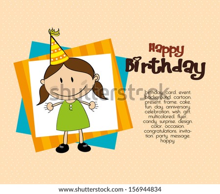 birthday girl over cream background vector illustration 