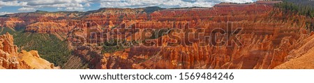 Panorama of a Western Canyon  From the Ramparts Overlook in Cedar Breaks National Monument in Utah Royalty-Free Stock Photo #1569484246