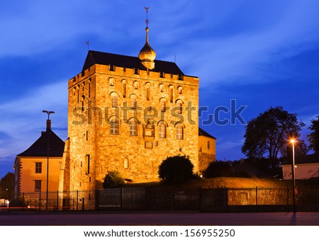 Old fortress in Bergen Norway - architecture background