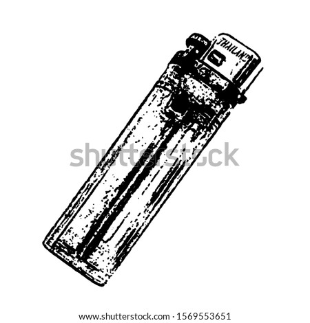 Sketching vector. The lighter. Black and white drawing. Silhouette illustration vector.