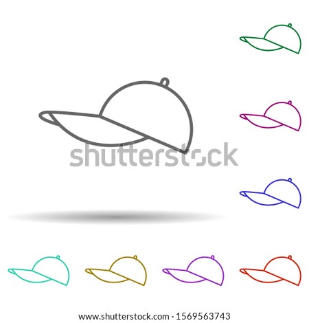 Baseball cap in multi color style icon. Simple thin line, outline vector of summer clothes icons for ui and ux, website or mobile application