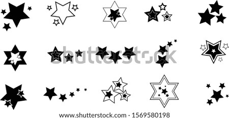 Concept of appreciation, success, prizes. Collection of black star shapes.Isolated on white background.