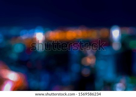 Abstract blurred night cityscape bokeh lights background in Japan