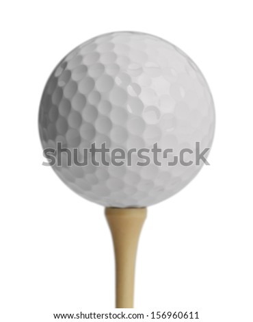 White Golf Ball On Tee Isolated on White Background.