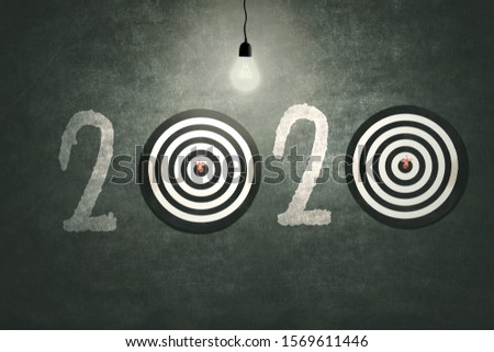 New year 2020 business target concept on blackboard background