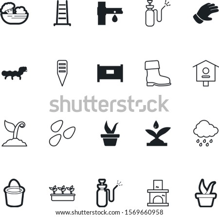 garden vector icon set such as: household, rubber, linear, staircase, cleanup, environment, barrier, climate, cute, wire, step, sky, bird, level, tablet, pair, clothes, modern, job, handle, nest, eat