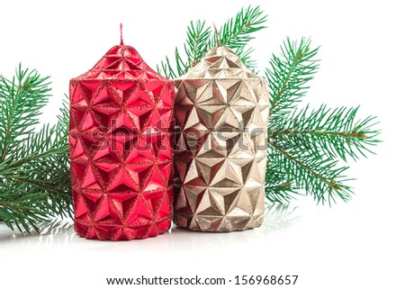 Christmas decorations, Christmas candle on white background