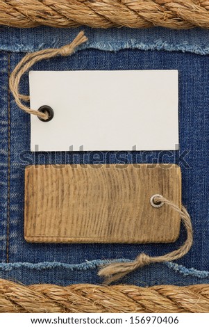 ship ropes and jeans isolated on white background