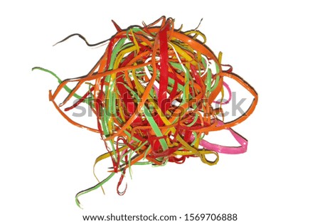 colorful plastic pieces on a white background