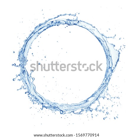 circle made of water splashes isolated on white background Royalty-Free Stock Photo #1569770914