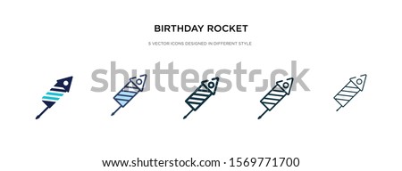 birthday rocket icon in different style vector illustration. two colored and black birthday rocket vector icons designed in filled, outline, line and stroke style can be used for web, mobile, ui