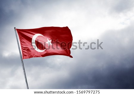 Turkish flag grey sky. translation: Türk bayrağı gri gökyüzü