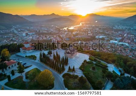 Aerial photo of Trebinje, popular tourist destination in Bosnia and Hercegovina