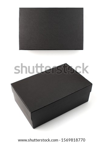  Mockup closed black box on white background with shadow Royalty-Free Stock Photo #1569818770