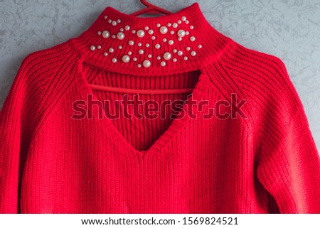 Warm wool fashionable sweater, fashion concept, warm cloth on a cold weather
