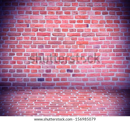 red brick wall texture grunge background, loft or basement with brick floor