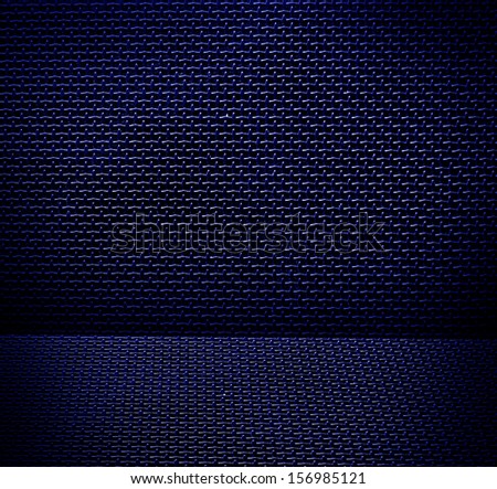 blue interior background of metal grid texture