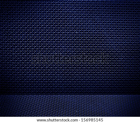 blue interior background of metal grid texture