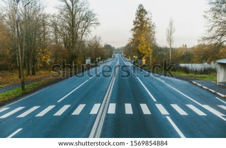 Pedestrian crossing on the highway in the Leningrad region