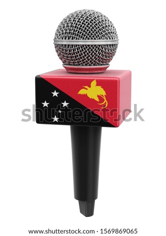 3d illustration. Microphone and Papua New Guinea flag. Image with clipping path