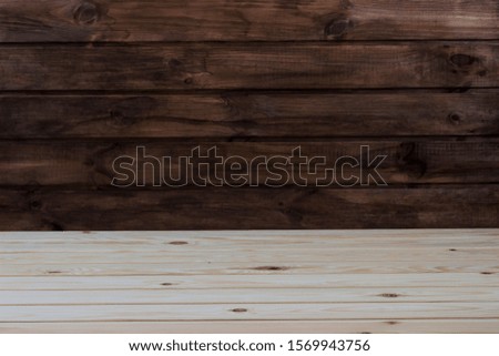 wooden wall with tabletop, background, place for text, place for placing goods