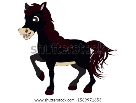 Cartoon Cute Horse. Black horse