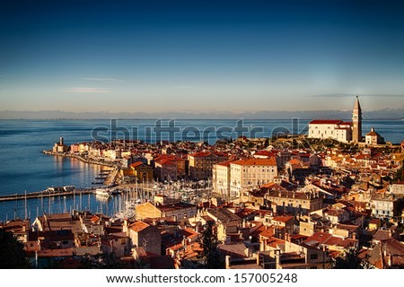 Old town Piran - beautifull Slovenian coast Royalty-Free Stock Photo #157005248