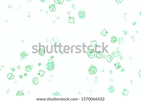 Light Green, Yellow vector template with organic meal. Glitter abstract sketch with gourmet food. Pattern for ads of breakfast, lunch, dinner.