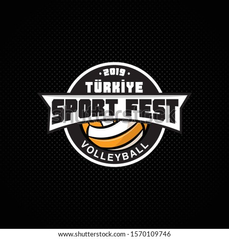 Sport Fest Volleyball Logo Design Vector icon creative stamp Türkiye retro emblem  