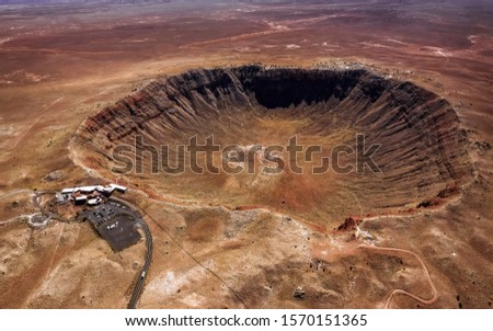 Aerial view of the Meteor Crater Natural Landmark Royalty-Free Stock Photo #1570151365