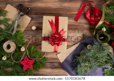 High angle view of Christmas presents