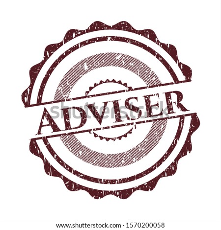 Red Adviser distressed rubber stamp with grunge texture