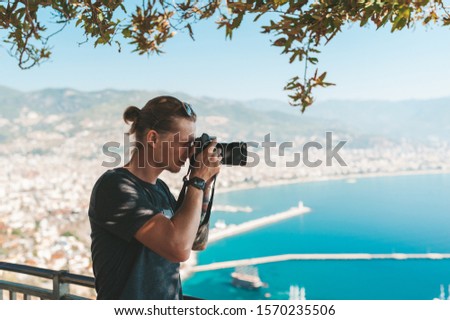 Phototgrapher making pictures of amazing landscape in Turkey