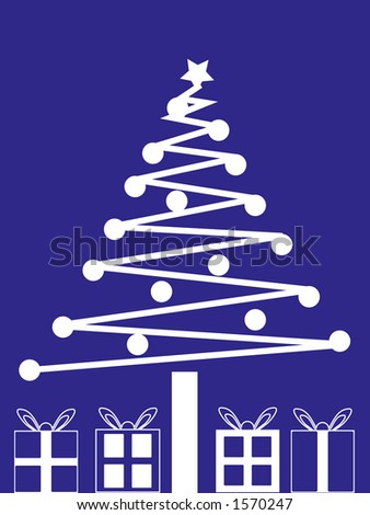 Cartoon Christmas Tree and Presents
