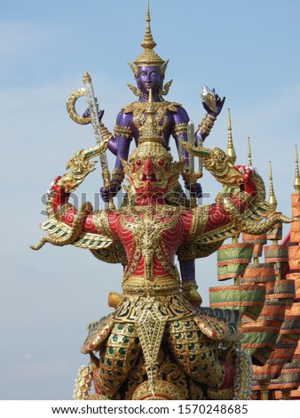 The Royal Narai Song Suban head with blue sky.