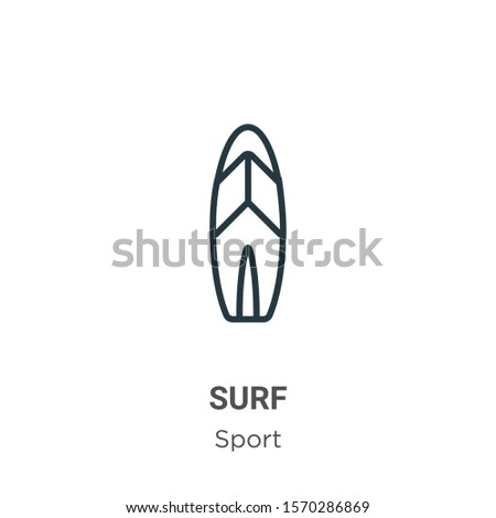 Surf outline vector icon. Thin line black surf icon, flat vector simple element illustration from editable sport concept isolated on white background