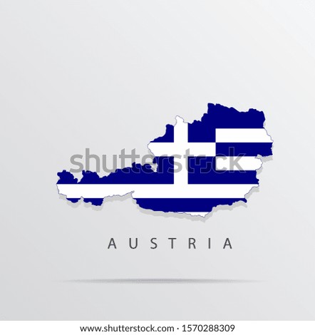 Vector map of Austria combined with Greece flag.