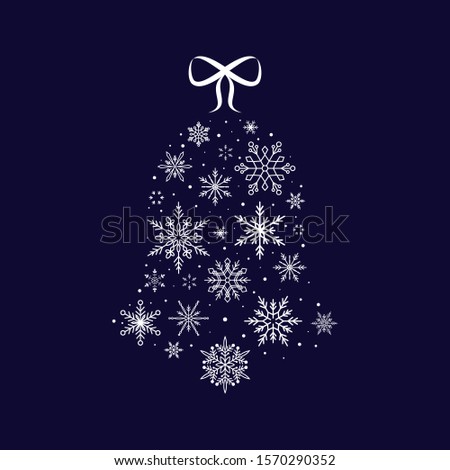 Snowflake bell. Christmas and New Year. Vector illustration. For design greeting card, invitation or banner or icons for mobile applications or logos. Flat design style