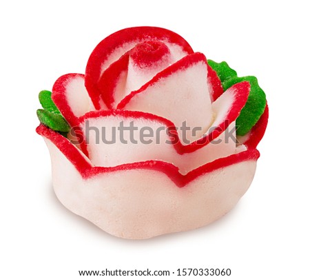 Sugar rose red and white isolated on white background. Clipping Path. Full depth of field.