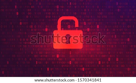 Abstract Red Background with Binary Code Numbers. Data Breach, Malware, Cyber Attack, Hacking Royalty-Free Stock Photo #1570341841