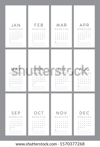 Custom Calender Template in Vector file. Size ratio 1:2. You can add your artwork on this template Royalty-Free Stock Photo #1570377268
